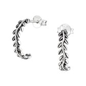 Joy|S - Zilveren takje oorringen lauwerkrans 14 mm Sterling zilver 925 Bali