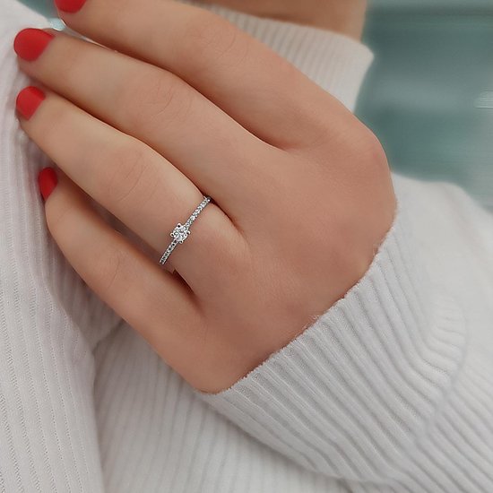 Trein berekenen Leidingen Gouden 0.23 Ct Diamant in G Kleur Solitaire Luxe Ring Trouwring  Verlovingsring- Size... | bol.com