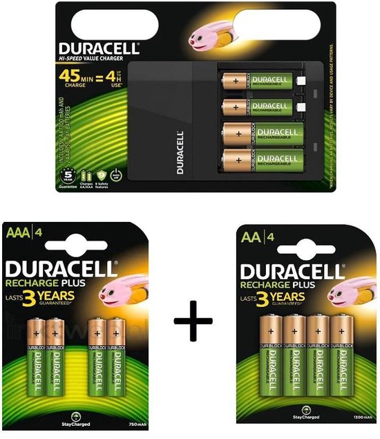 Chargeur de batterie haute vitesse Duracell CEF 14 comprenant 6 Duracell AA  1300mAh et... | bol.com