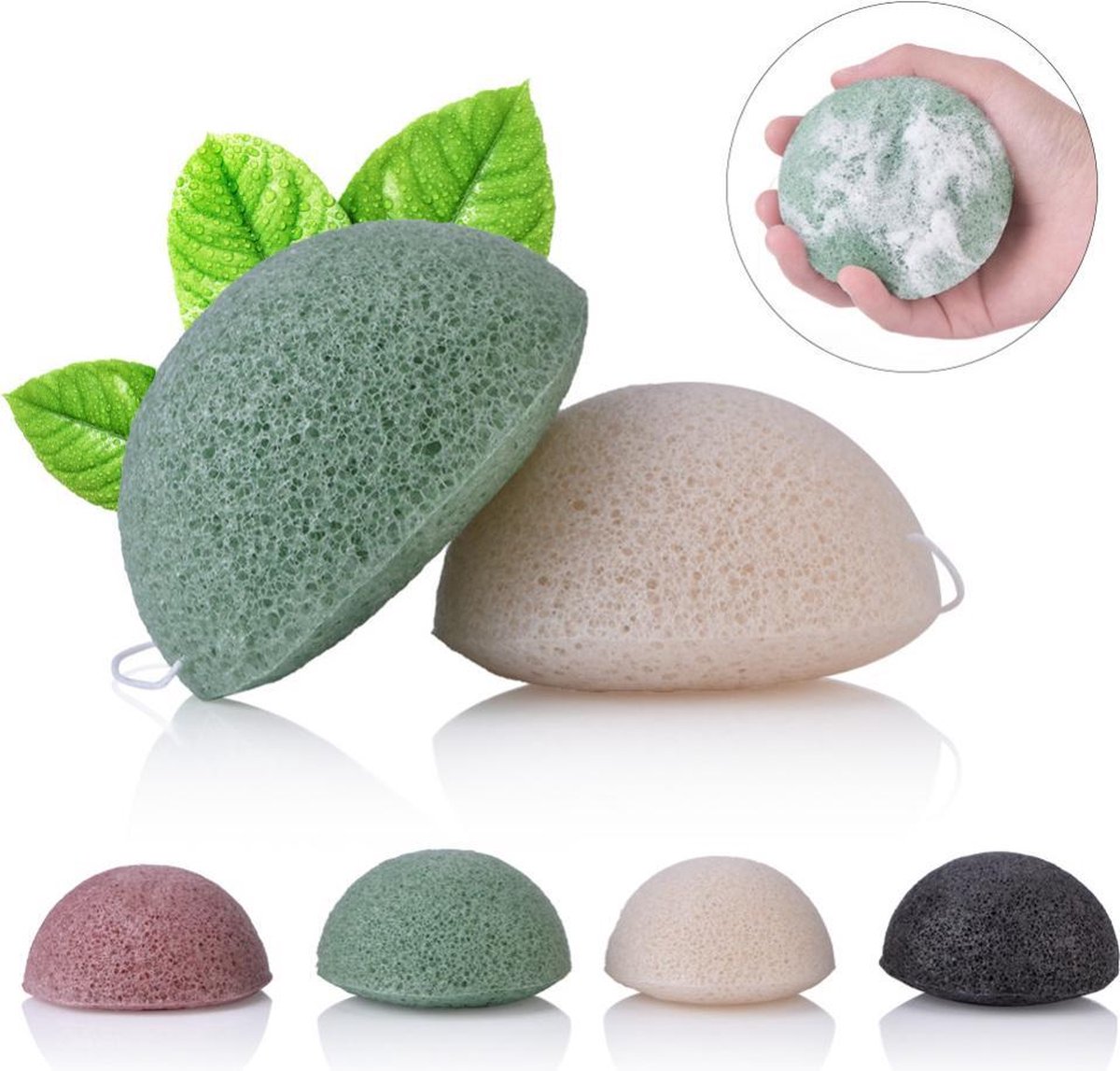 | Konjac Sponzen 'Kekka' Set van 5 kleuren 100 Ontdek de fabrikant Zwart Konjac Spons van hoge kwaliteit