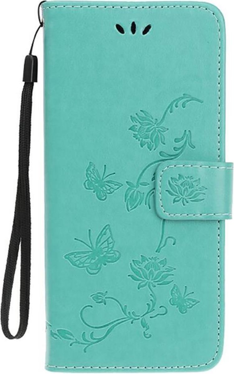 Shop4 - Samsung Galaxy S20 Plus Hoesje - Wallet Case Bloemen Vlinder Groen