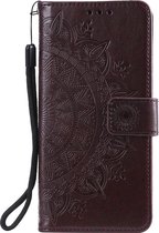 Shop4 - Samsung Galaxy A51 Hoesje - Wallet Case Mandala Patroon Donker Bruin