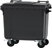 Afvalcontainer 660 liter grijs - 4 wielen - met deksel - voor restafval