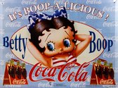 Wandbord - Betty Boop Coca Cola - blauw 30x40cm