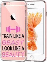 Apple Iphone 6 Plus / 6S Plus Transparant siliconen hoesje (Train like a beast)