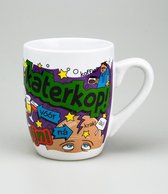 Cartoon - Mok - Katerkop! - Gevuld met een snoepmix - In cadeauverpakking met gekleurd lint