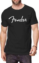 Fender - Classic Logo Heren T-shirt - M - Zwart