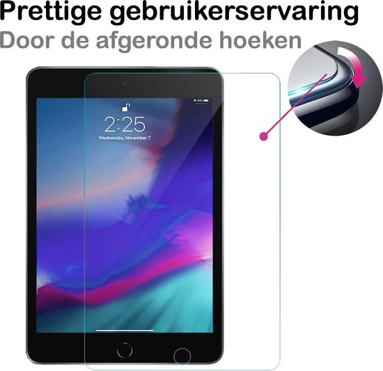 Schermprotector met de tekst 'Prettige gebruikerservaring door de afgeronde hoeken'