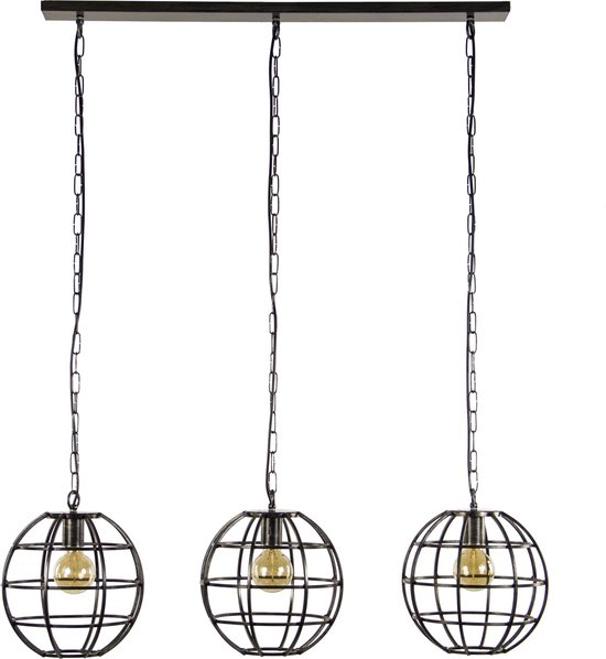 EGLO Hanglamp Winkworth, 2 vlammige hanglamp vintage, industrieel, retro, hanglamp van staal in zwart, eettafellamp, woonkamerlamp hangend met E27- fitting