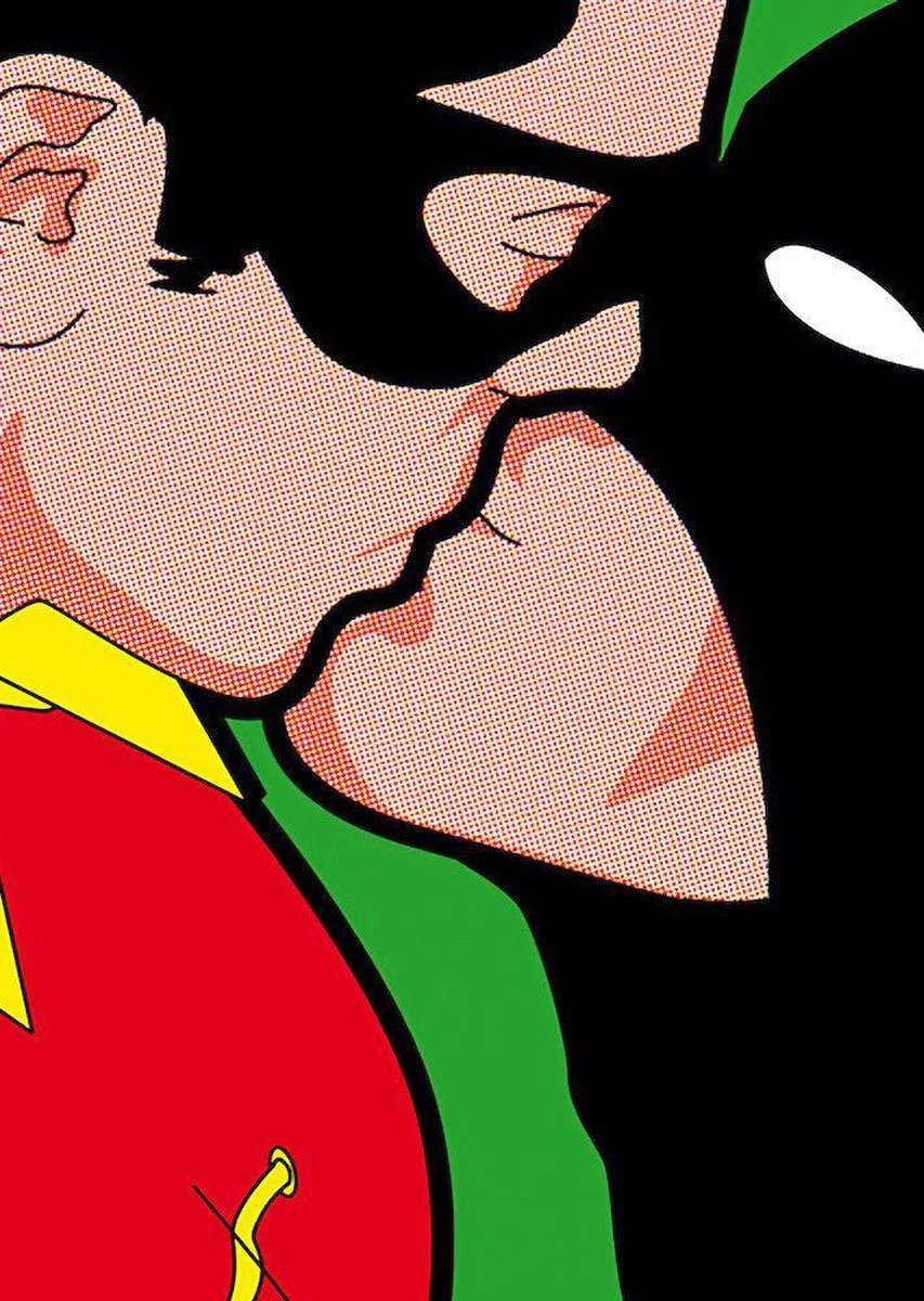 Affiche DC Batman embrasse Robin pop art A3 