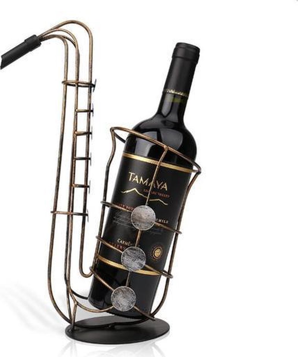Tooarts Porte Bouteille Saxophone En Métal - Décoration Créative Pour Maison Et Cadeau