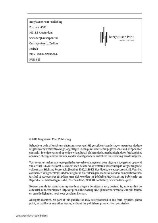 Tekst & Toelichting  -   Wet Arbeidsmarkt in Balans - Dr. Mr. S.F.H. Jellinghaus