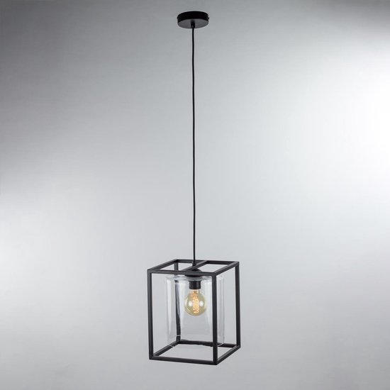 Straluma "Lantern" Hanglamp - 1 x E27 - Metaal & Glas Zwart- Modern | bol.com