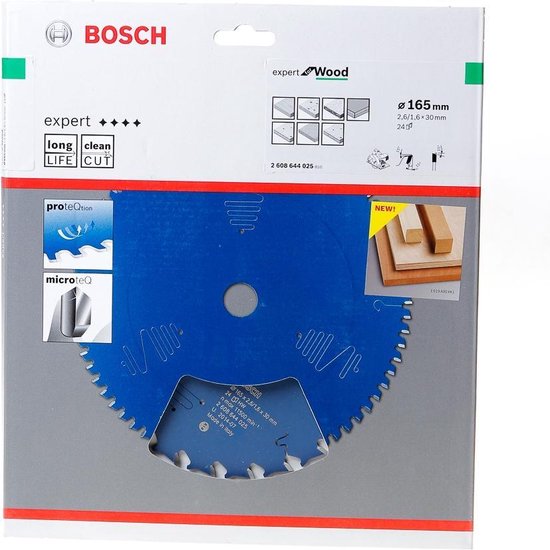 Bosch cirkelzaagblad - Expert wood - 165 x 30 x 2,6 mm - T24 - 2608644025