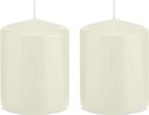 2x Ivoorwitte cilinderkaars/stompkaars 6 x 8 cm 29 branduren - Geurloze kaarsen - Woondecoraties