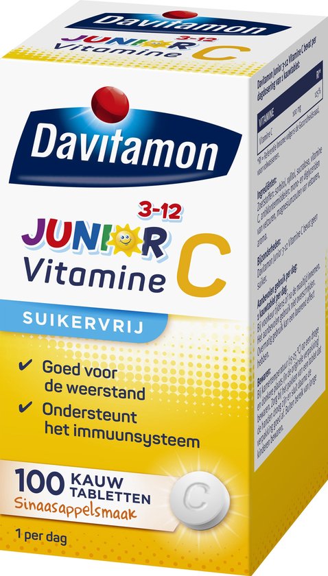 Davitamon Junior Vitamine C - 3-12 - 100 kauwtabletten - Sinaasappelsmaak bol.com