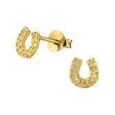 Joy|S - Zilveren hoefijzer oorbellen 6 mm 14k goudplating