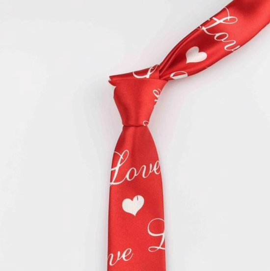 Smalle rode stropdas met tekst Love | bol.com