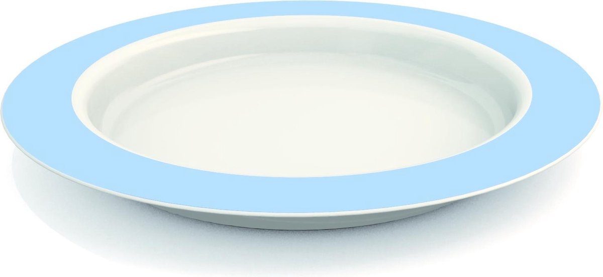 Vaatwasbestendig asymmetrisch bord Ornamin: 27 cm -wit met lichtblauwe rand