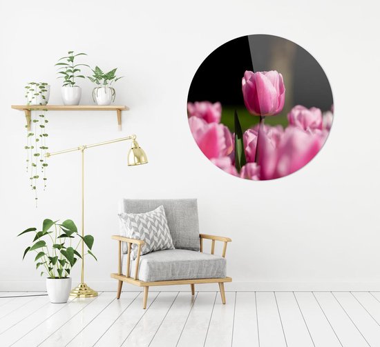 Tulipes roses | Décoration murale | 80 cm x 80 cm | Peinture | Photo sur plexiglas | la nature | Paysages