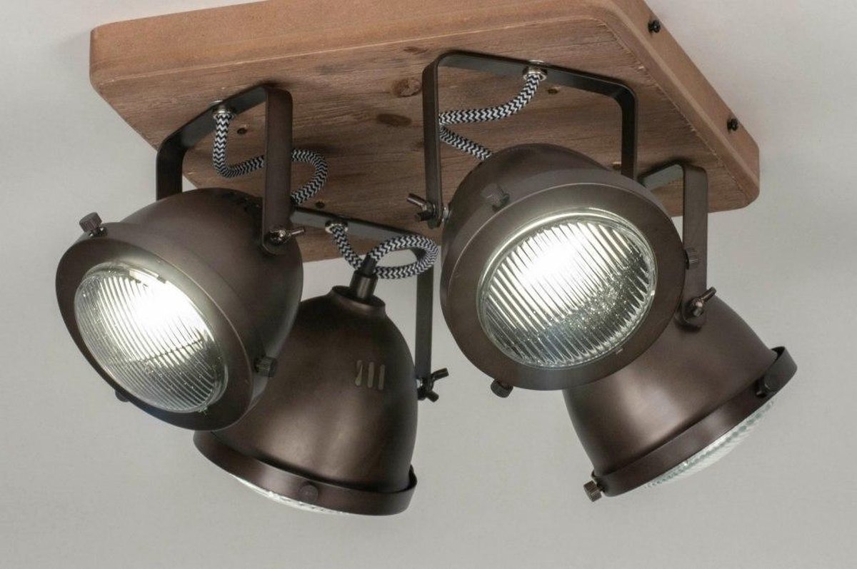 Lumidora Opbouwspot 73498 4 Lichts GU10 Zwart Bruin Oldmetal (gunmetal) Metaal