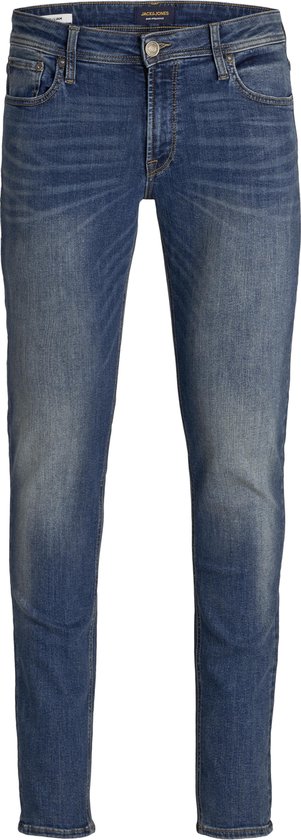 Spijkerbroek in skinny fit, blauw met lichte verweerde effecten.