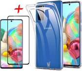 Hoesje geschikt voor Samsung Galaxy A71 - Screen Protector FullGuard - Back Cover Case ShockGuard Transparant & Screenprotector