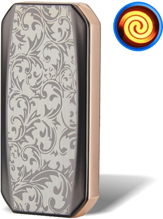 SuperLit Elektrische Aansteker - Volledig RVS Oplaadbare Spiraal Aansteker - Rose Baroque
