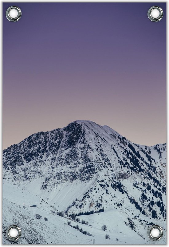 Tuinposter –Berg met Sneeuw– 40x60cm Foto op Tuinposter (wanddecoratie voor buiten en binnen)