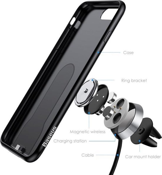 Baseus auto houder magneet met iPhone cover voor draadloos opladen - iPhone  8 Plus & 7... | bol.com