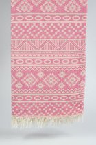 Hamamdoek Etenna - 100% Zacht Katoen - Strandlaken - Handdoek - Roze - 100cm x 180cm - Originele hamamdoek uit Turkije