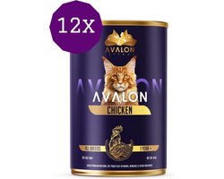 Avalon Petfood - Kattenvoer Natvoer - Kip - 12blikken x 410 gram