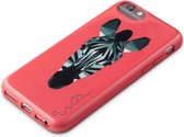Wilma glow in the dark savanne zebra hoesje iPhone 6 6s 7 8 SE 2020 SE 2022 - Rood