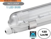 Complete LED TL Armatuur 120cm 18W, 2160LM (High Lumen), 6000K Daglicht Wit, IP65, Incl. 1x led buis