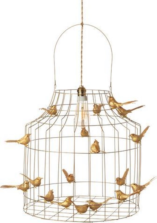 Hanglamp goud metaal | met vogeltjes nét echt