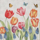 Servetten Tulips & Muscari 33 x 33 cm
