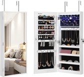 Nancy's Sieradenkast Met Spiegel - Passpiegel Hangend LED Verlichting 37,2 x 9,5 x 90,3 cm