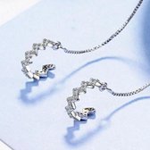 Geshe-Zilveren dames oorhangers met halfopen bling bling gekartelde ringetjes-925 sterling zilver-11cm lang, Ø 14mm oorringen