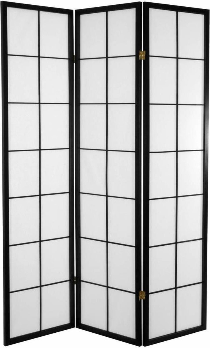 Fine Asianliving Japanse Kamerscherm B135xH180cm 3 Panelen Shoji Rijstpapier Zwart