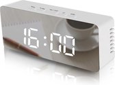 Digitale LED Wekker - Wekkers - Multifunctionele wekker - Spiegel – Snooze - Wit