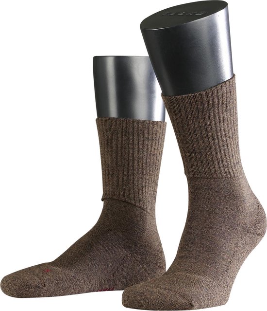 FALKE Walkie Light ademend hoge kwaliteit verwarmend thermo met elastiek warme dikke trekking hoog lang Merinowol Bruin Unisex sokken - Maat 44-45
