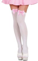 WIDMANN - Witte kousen met roze ruitjesstrikken voor volwassenen - Accessoires > Panty's en kousen