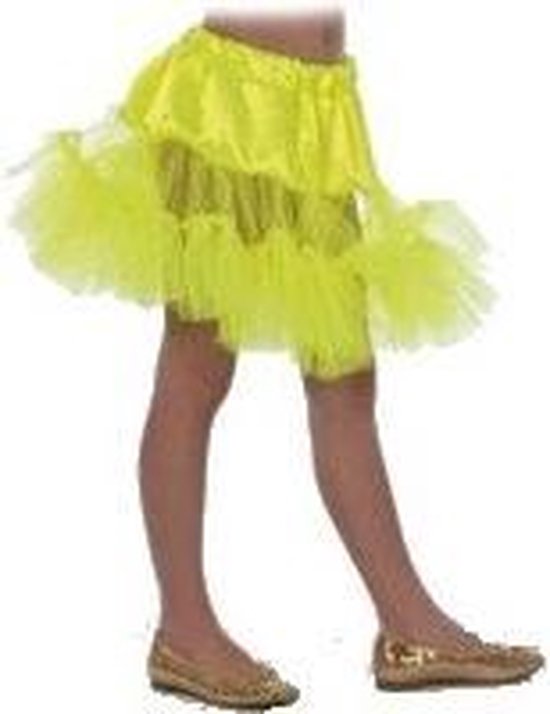 Feestkleding Petticoat lang neon fluor geel meisje Maat 152 | bol.com