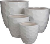 Mica Decorations diamond ronde bloempot wit set van 4 grootste maat in cm: 27 x 30 - WIT