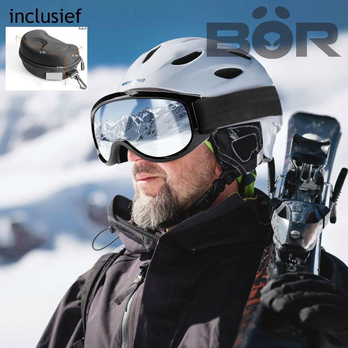BÖR Skibril, OTG snowboardbril, inclusief harde opbergbox, hoogwaardige...  | bol.com