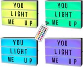 Color Changing LED Light Box A4 - Luxe Cinema Lichtbox Letterbak Lamp - Tekst Lichtbak - Inclusief Afstandsbediening - Met 82 Letters & Symbolen - Met 21 Kleuren & 4 Licht Effecten