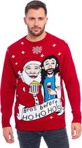 Foute Kersttrui Heren - Christmas Sweater "Bro's before Ho, Ho, Ho's" - Kerst trui Mannen Maat L