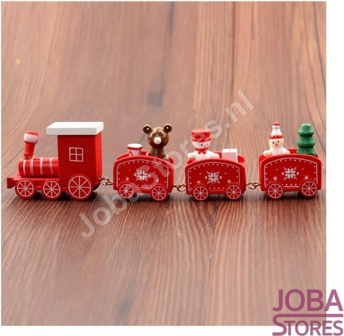 Houten Kerst Treintje 4 delig Rood (1 stuk)