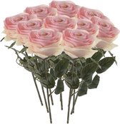 10 x Licht roze roos Simone steelbloem 45 cm - Kunstbloemen