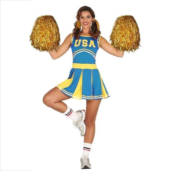 4x Cheerleader pom-pom girls pompons or 33 cm - Accessoire de déguisement  de pom-pom girl